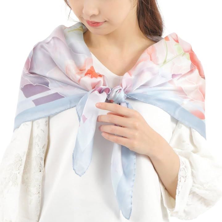 バルサンティ スカーフ レディース シルク100% 大判 85x85 正方形 イタリア製 ペオニー( ペオニー, Free Size)