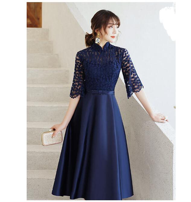 パーティードレス ミモレ丈ドレス 結婚式ワンピース 結婚式ドレス フォーマルドレス 五分袖 お呼ばれ 6,540円