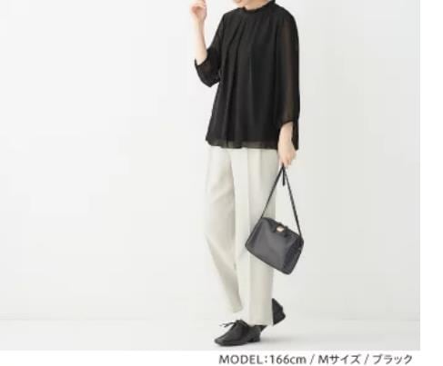 フリル衿シフォンタックブラウス(M3L) レディース ryuryu リュリュ スーツ ブラウス 大きいサイズ シフォン 七五三 ママ スーツ 卒業式 ママスーツ アウトレット