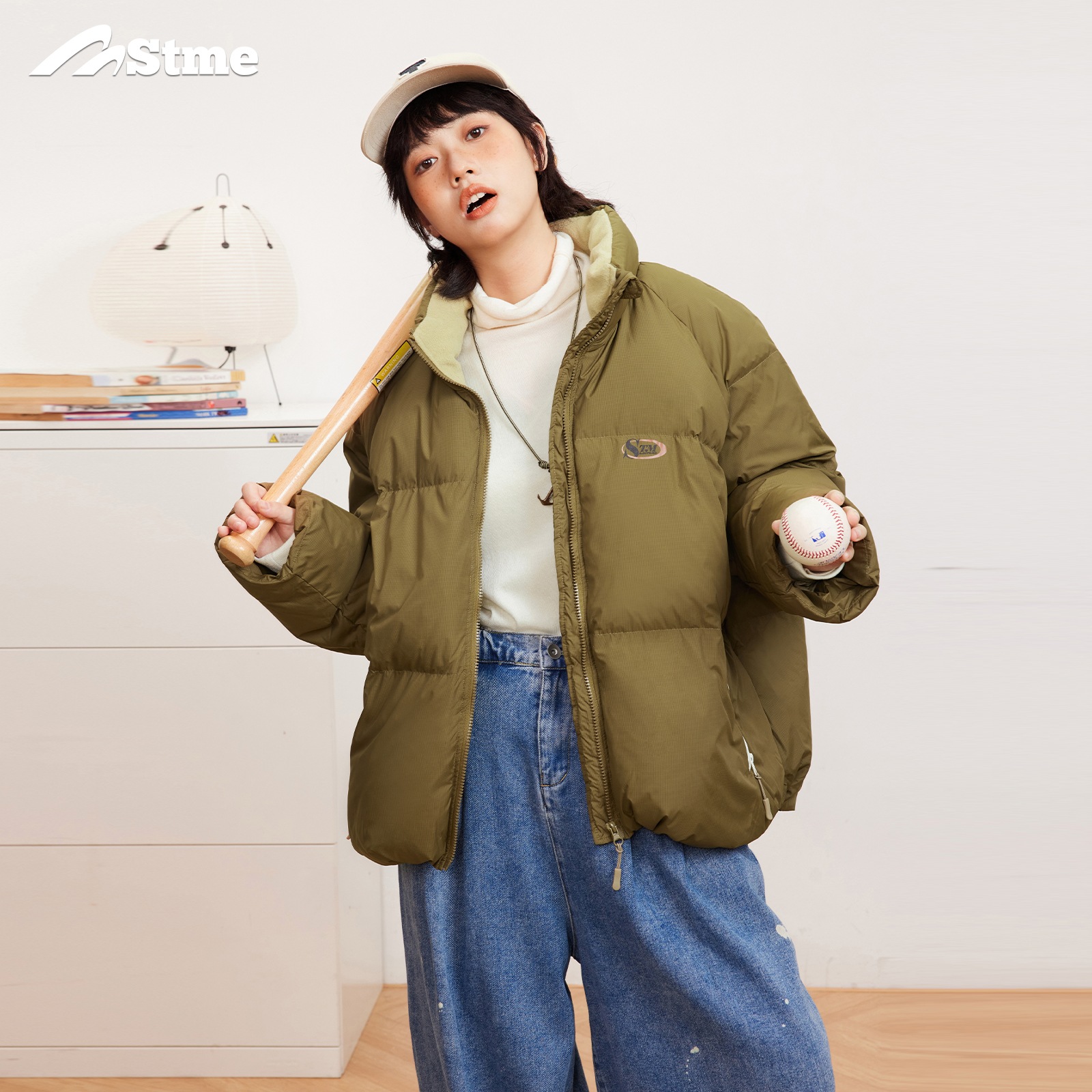 早乙女恵子 さおとめ 和風ストリート ブランド シティボーイ ラグランスリーブ ホワイトダックダウン カップル ダウンジャケット