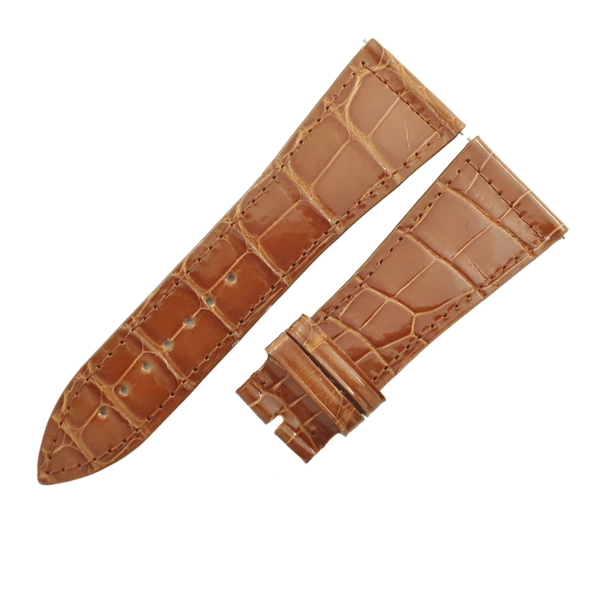 マスタースクエア 6000 H用 クロコバンド メンズ 未使用 純正 替え シャイニー 艶 26mm ブラウン 茶 3年保証