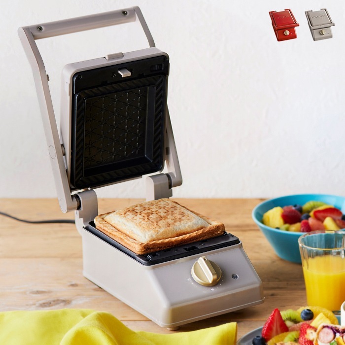 グリルサンドメーカー シングル 一人用 タイマー コンパクト キッチン家電 ホットサンド 6枚切り 萌え断 おしゃれ ホットサンド ミニケーキ ホットケーキ プレート イデア