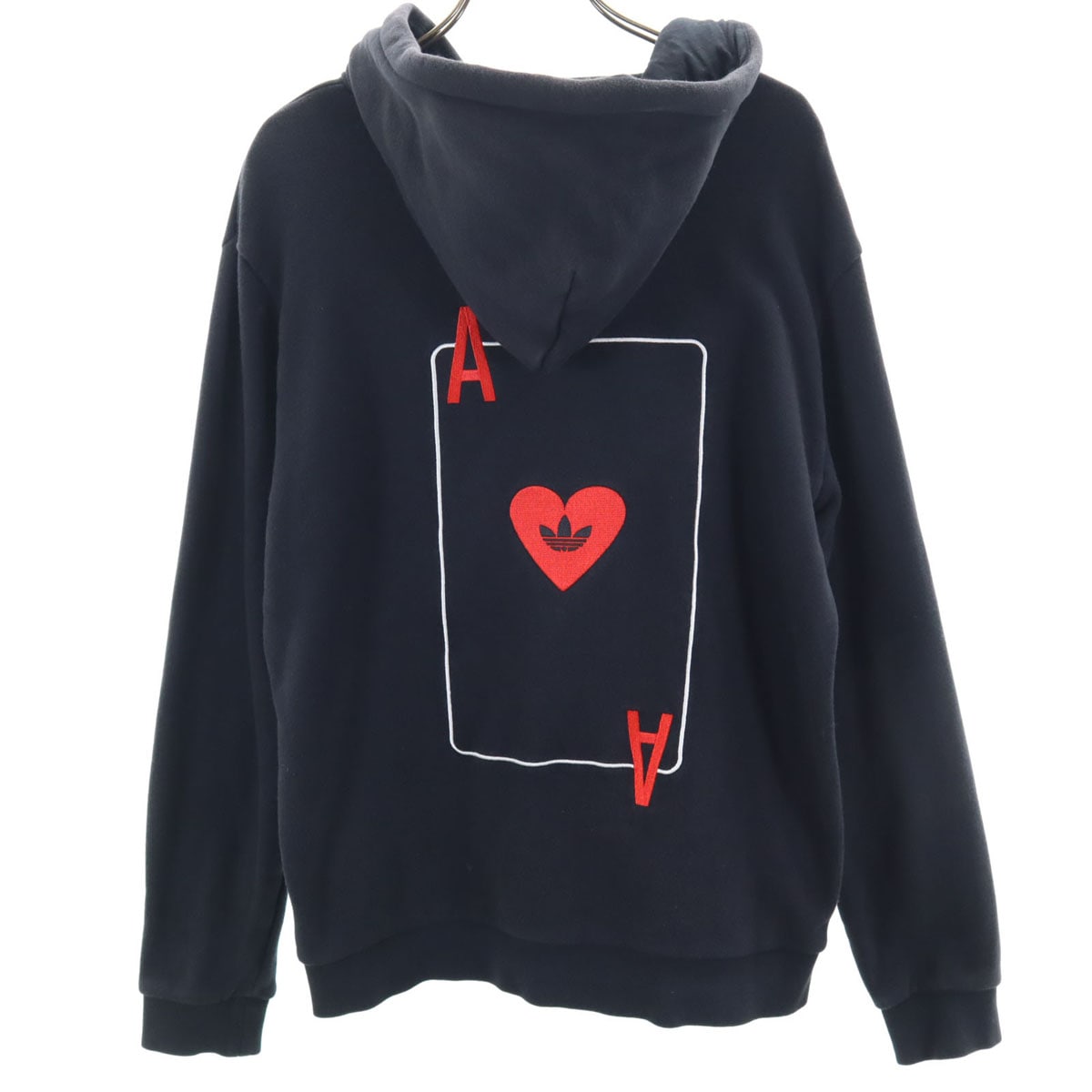 adidas Originals アディダスオリジナルス トレフォイルロゴ 長袖 スウェットパーカー S ブラック トランプ メンズ 古着