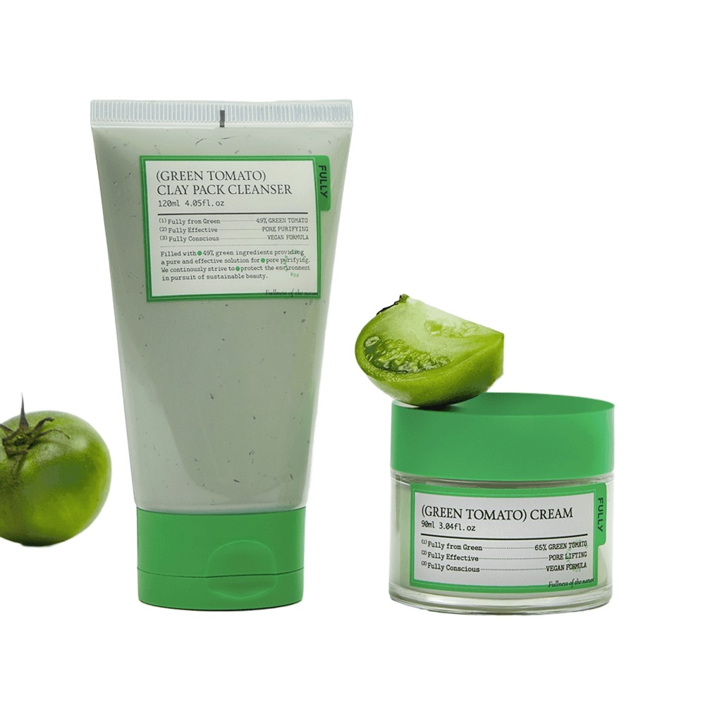 [2点セット] プーリー グリーン トマト クレー パック クレンザー 120ml + クリーム 90ml