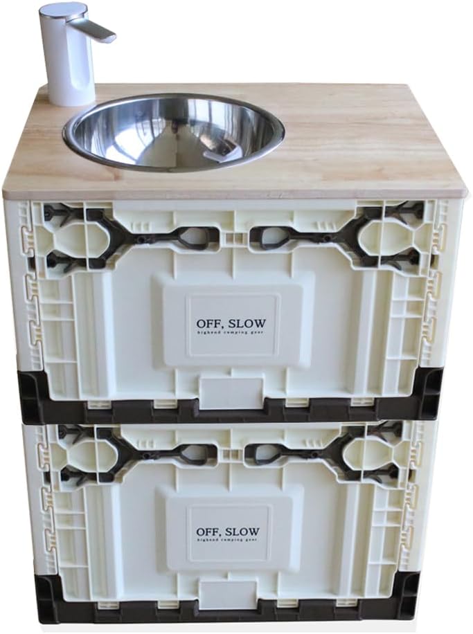 SOFS128 アウトドア キャンプ ポータブル シンク 2段階 キャンプ 車 アウトドア 収納 iovry[並行収入]