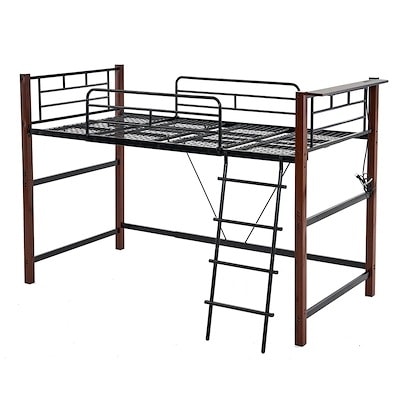 【国内即日発送】【高さ130cm】システムベッド 4点セット ロフトベッド+デスク＋収納ラック＋シェルフ ロフトベッド 宮 コンセント 省スペース スチール ベッド パイプ 金属 社員寮 学生寮