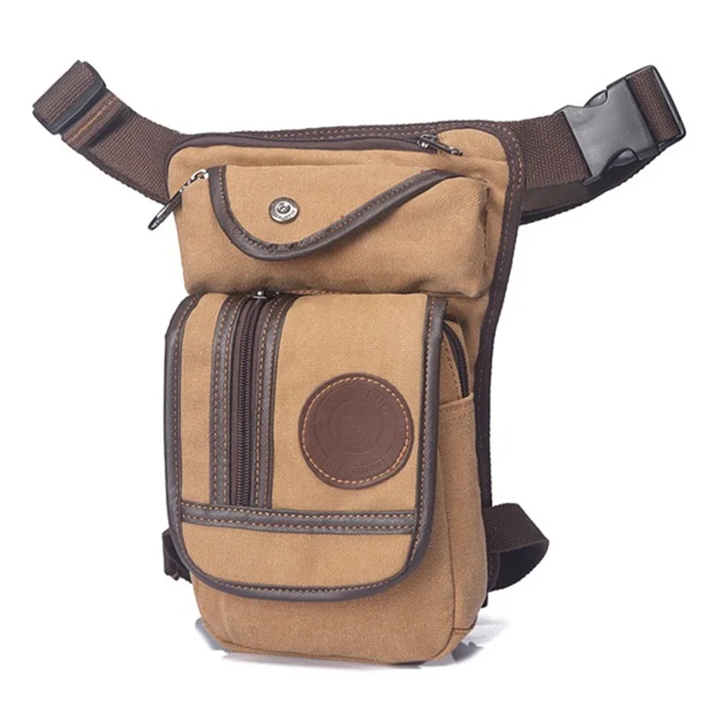 メンズキャンバスレッグバッグ,ミリタリー,多目的,ショルダー,ベルト,ヒップ用 Khaki