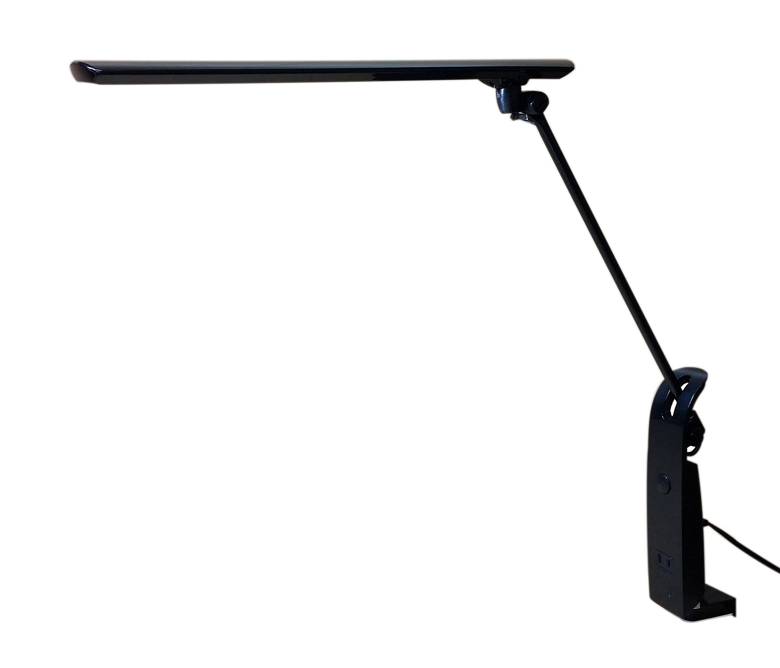 スワン電器 LEDデスクライト クランプ式 抗菌仕様 便利なコンセント付 AS-752BK（ブラック）