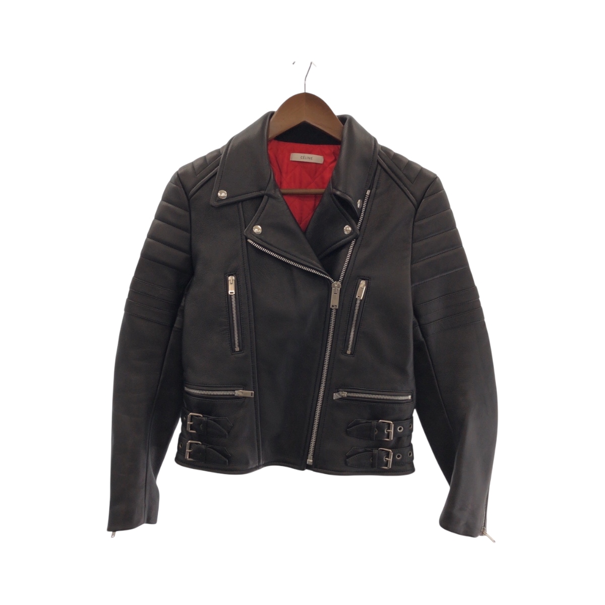 美品 フィービー期 サイズ38 ブラック 黒 シルバー金具 レザー 251904533 ライダースジャケット レザージャケット レディース 502032