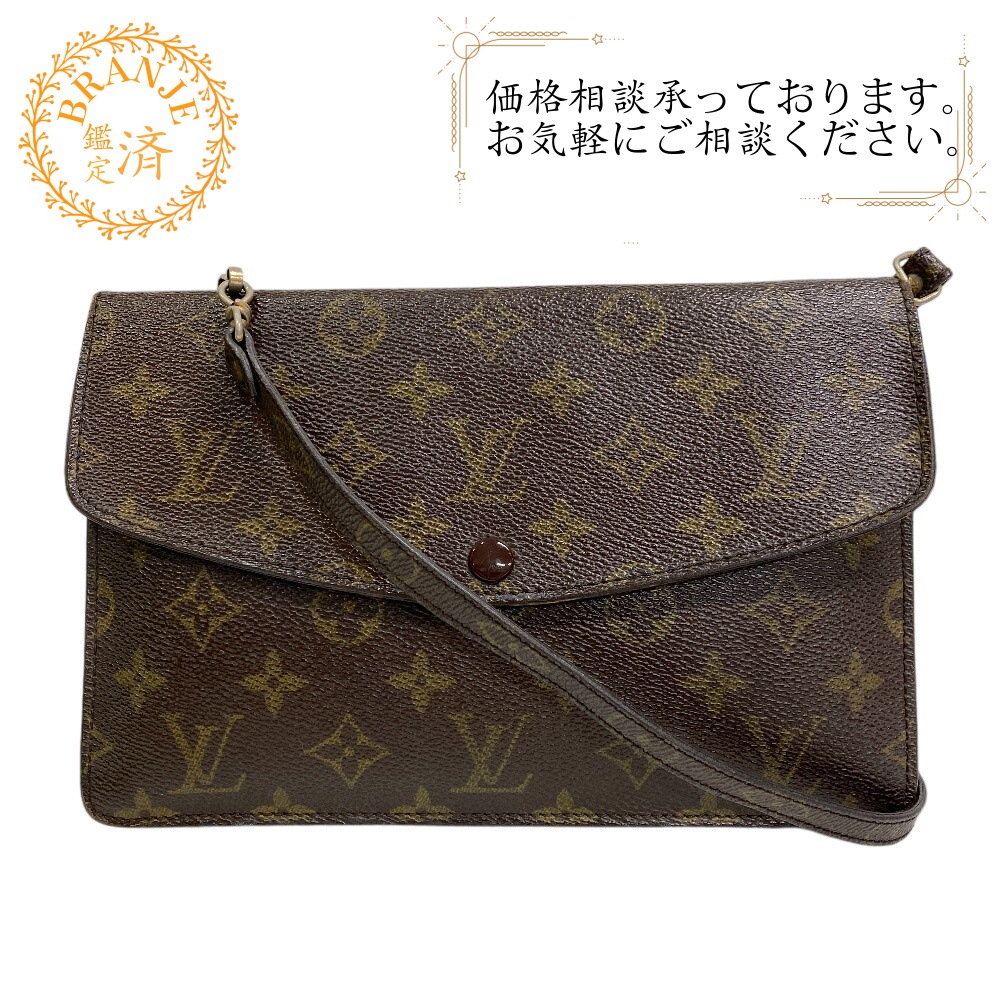 M51815 ドゥーブルラバ ポシェット モノグラム レザー ショルダーバッグ ブラウン ブランド