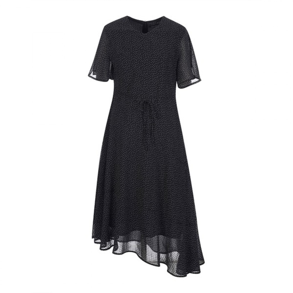 [オリビア・ローレン] アンバランスハムラインドットドレス_VOCOA4M6256