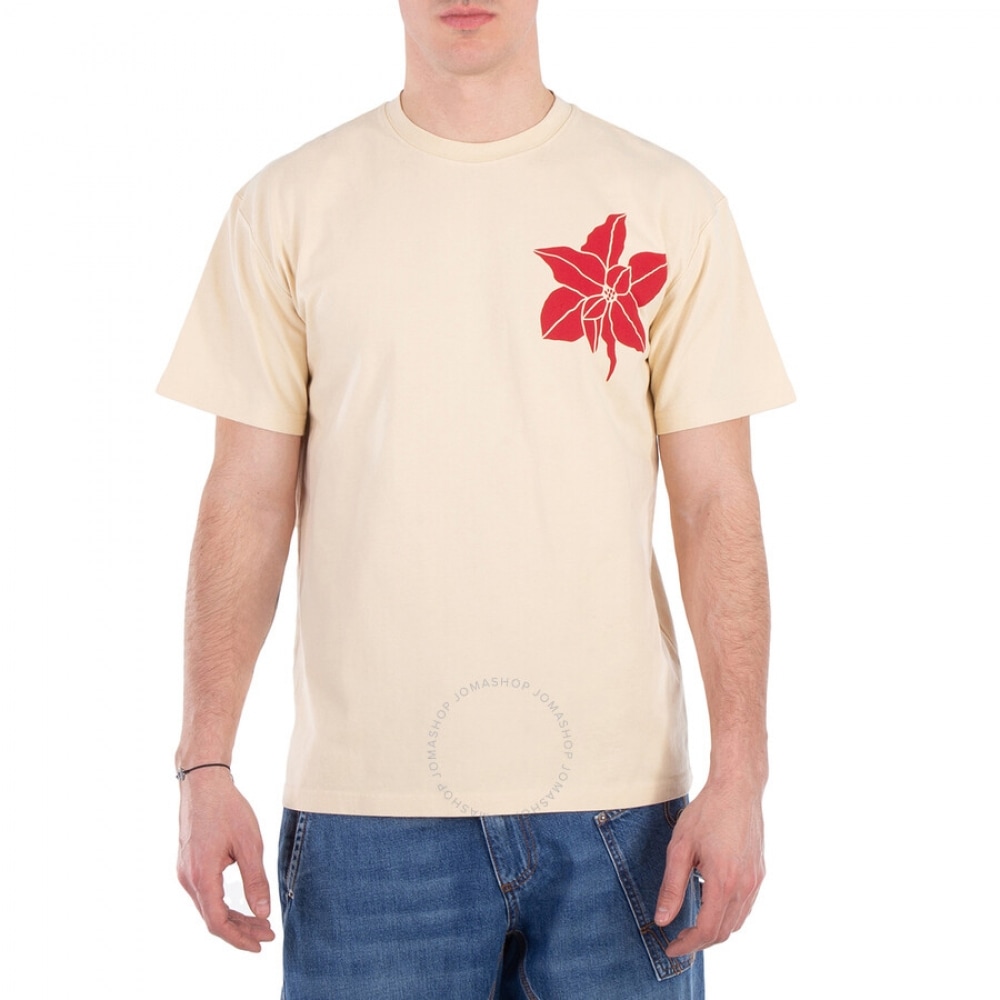 JW Anderson クルーネック フローラルプリント オーガニックコットン Tシャツ JT0234-PG1597-CREAM
