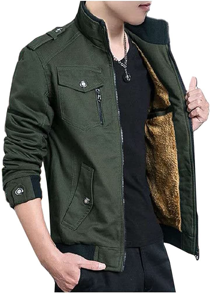 ミリタリージャケット メンズ ライダースジャケット 日本XLサイズ相当(グリーン／厚手, XL)