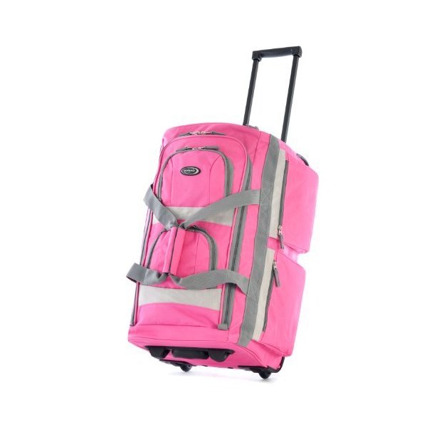 Olympia 8 Pocket Rolling Duffel Bag， Hot Pink， 22 inch 並行輸入品