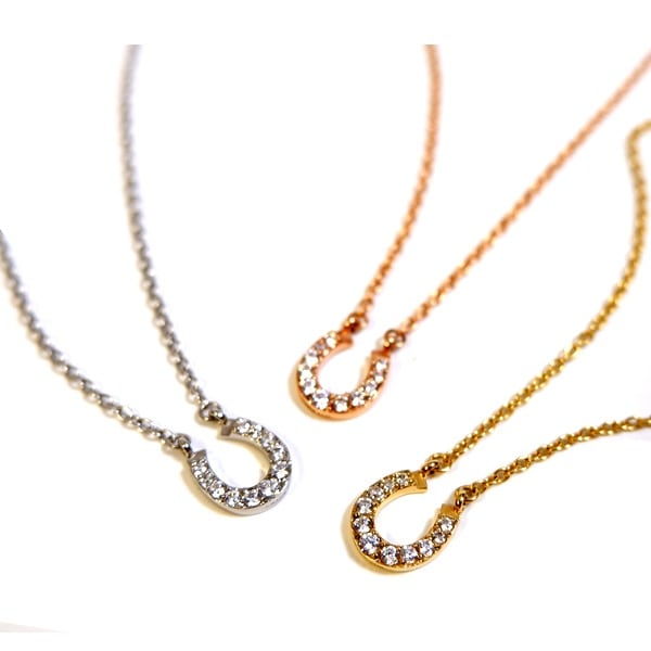 ハワイアンジュエリー ネックレス ホースシュー 馬蹄 リバーシブル ジルコニア ステンレス　カラーバリエーション：３種類