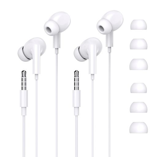 イヤホン 有線イヤホン 2個セット 【2025新版】 3.5mmジャック 音量調整 クリア通話 有線ヘッドセットマイク内蔵 通話対応 快適な装着感 人間工学 絡み防止 小型·軽量 通勤/仕事/ランニン