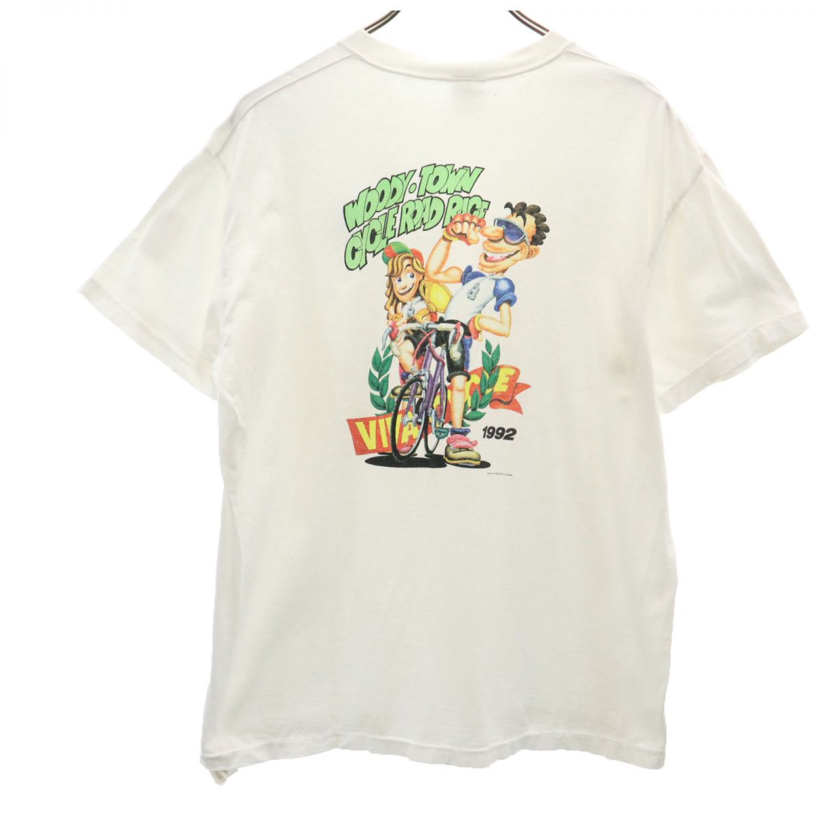 90s オールド バックプリント 半袖 Tシャツ L 白 メンズ