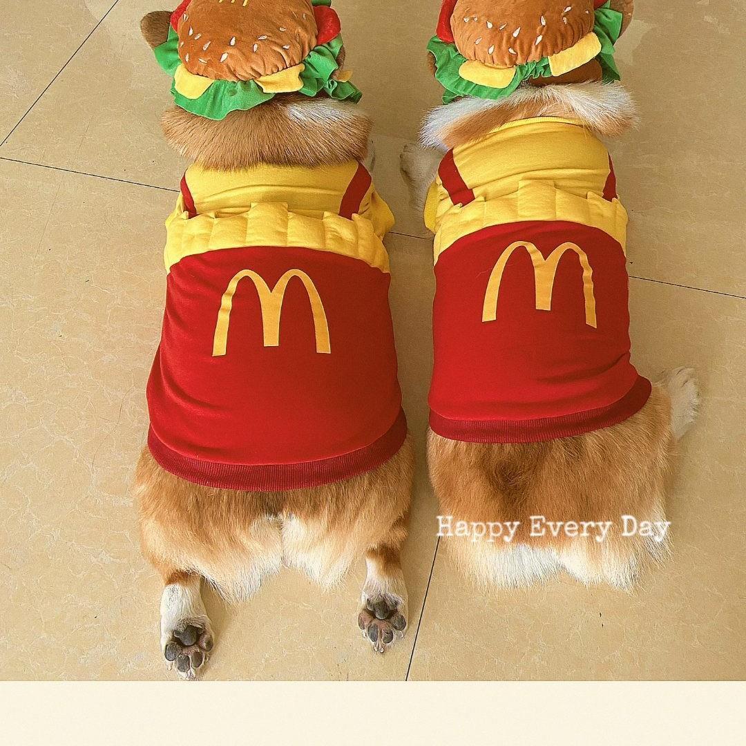 漫画 犬 フライドポテト 服 ペット 面白い服 オールシーズンウェア