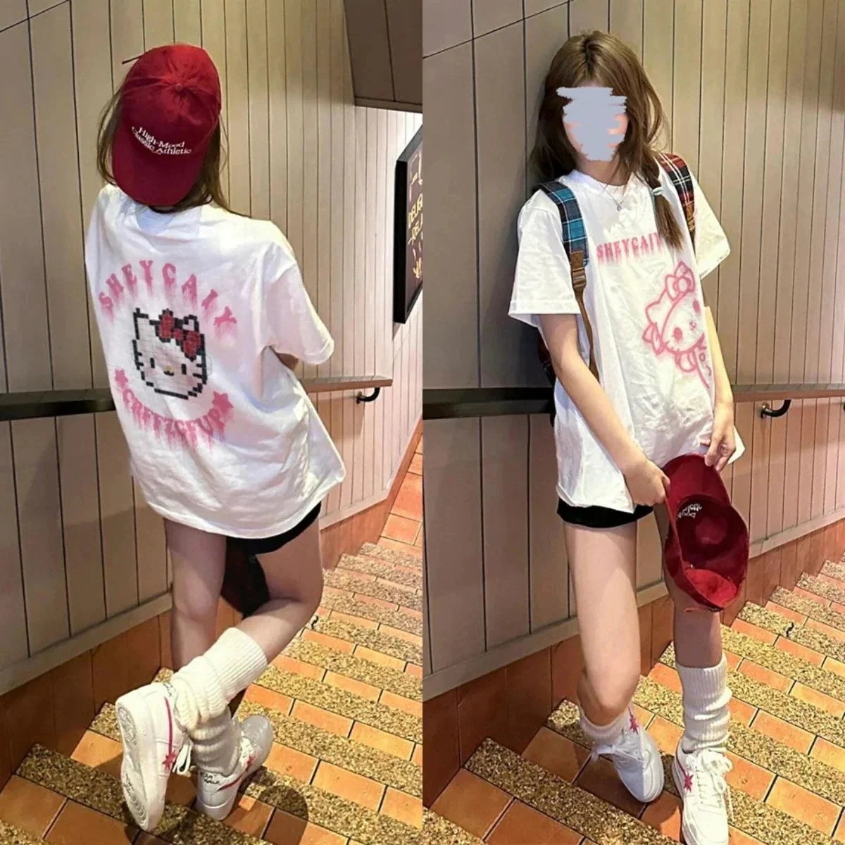 メガ割キティちゃん 大きいサイズ ティーシャツ キティーちゃんレディース tシャツ 半袖S-3XLトップス 韓国レディース ファッション キャラクター tシャツ 服ロングTシャツ