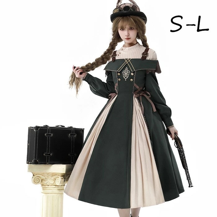 【品質良い 大好評中】ロリータ コスチューム トップス ワンピース レトロ風 リボン レディース ゴスロリ 洋服 長袖 フリル コスプレ 衣装 洋服 可愛い 日常 仮装 パーティ イベント ステージ