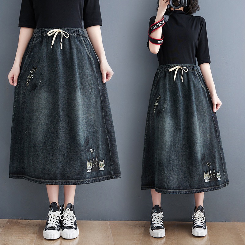 韓国ファッションレディース 代引き不可 最大83%OFFクーポン スカート デニムスカート BQ14 刺繍