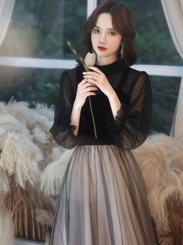 販売中ロングドレス 演奏会 黒 結婚式 母親 ドレス パーティードレス ロング丈 フォーマル ワンピース 小さいサイズ XS 大きいサイズ 4L 袖付き ブラック 大人 ピアノ 発表会 ドレス 大