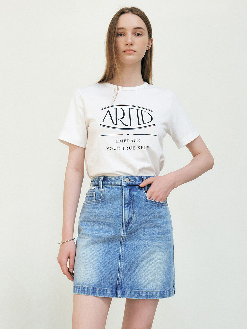 ARTID デニムミニスカートライトブルー
