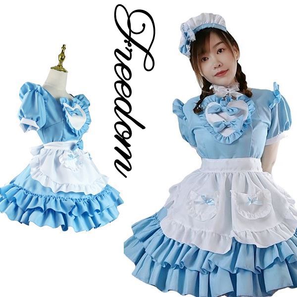 メイド コスプレ コスチューム ゴスロリ ロリータ 衣装 エプロン メイド服 メイドカフェ アキバ アイドル 萌え ステージ 制服 地下アイドル ハロウィン インスタ 撮影 可愛いフリフリロリータ系
