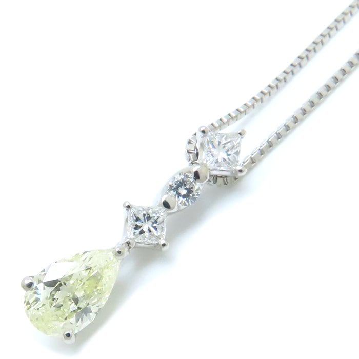 ダイヤモンド ネックレス イエローダイヤモンド0.802ct ダイヤモンド0.30ct Pt900プラチナxPt850プラチナ /76074【中古】