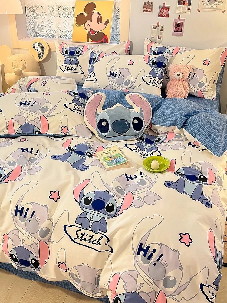 綿子供用ベッド4点セット 純綿ステッチ掛け布団カバーシーツ寝具