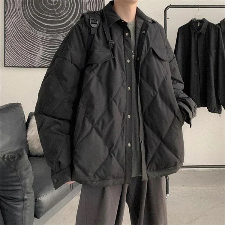 秋冬 メンズ 中綿コートアウター ひし形格子 ジャケット 秋冬 ゆったりする 厚手 綿の服