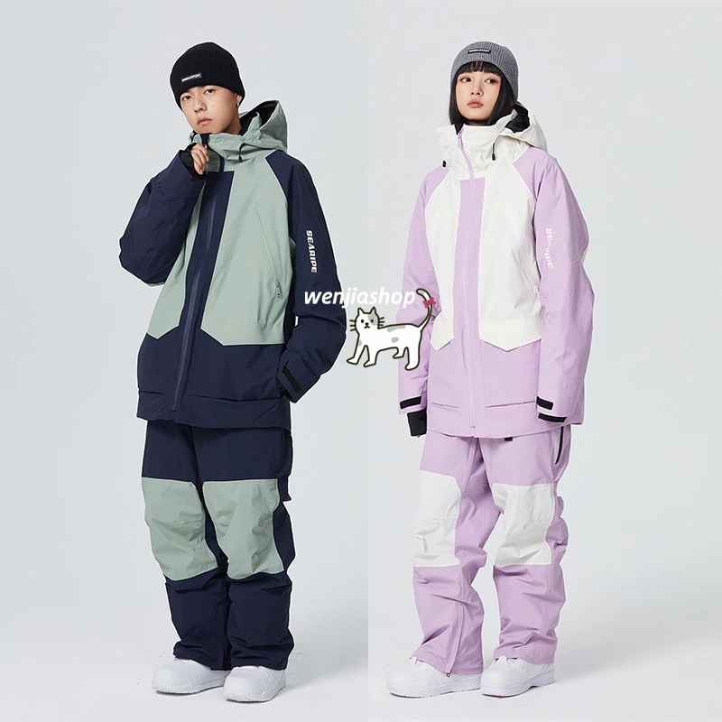 スノーボードウェア 上下セット レディース メンズ 防水15000mm スキーウェア ジャケット アウター パーカー ロングパンツ 韓国風 スノボウェア プルオーバー 防水 防寒防雪保温防風通気