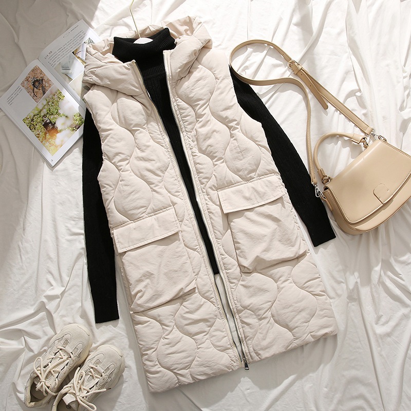 キルティングコート ロングベスト 中綿コート ロングコート 冬 レディース トップス ロングコート パーカー 羽織 ジップアップ 体型カバー 秋 30代
