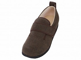 徳武産業 あゆみシューズ 介護靴 施設用 ダブルマジックII ヘリンボン 9E 茶 片足/右5Lサイズ 7025