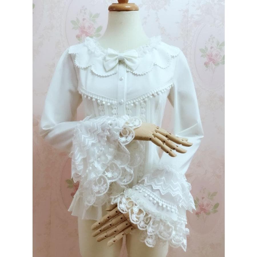 ロリータ ブラウス ベルスリーブ 長袖 ゴスロリ 姫系 フリル スリム エレガント ホワイト 5,950円