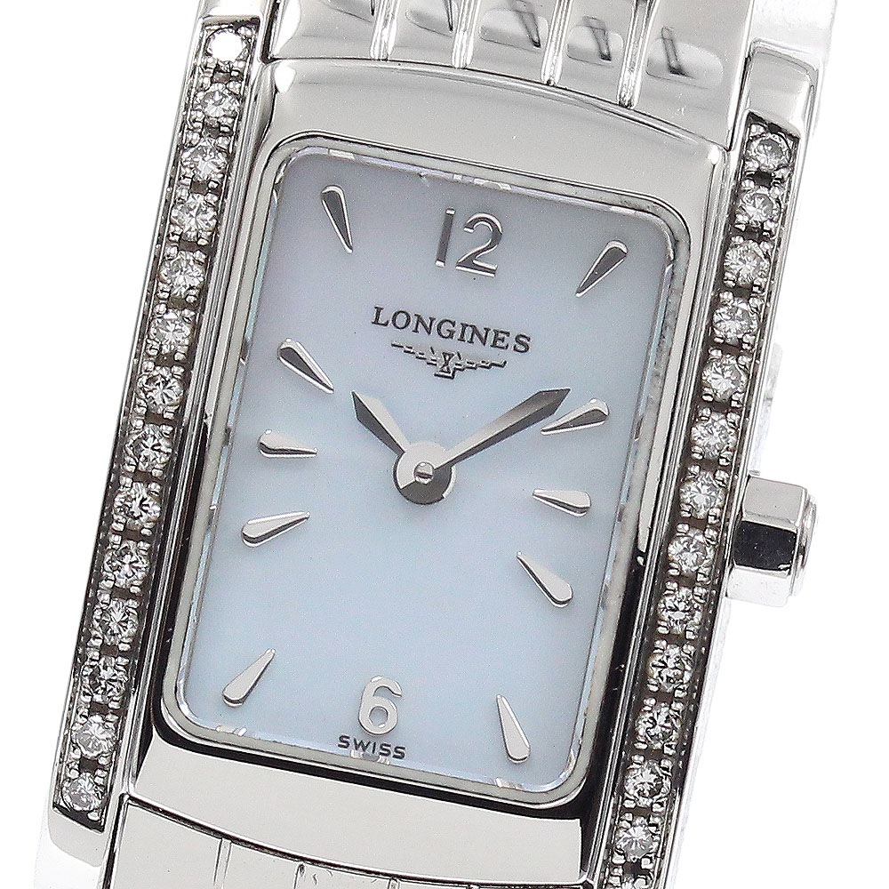 ロンジン LONGINES L5.158.0 ドルチェヴィータ サイドダイヤ シェル文字盤 クォーツ レディース 保証書付き_955201【中古】