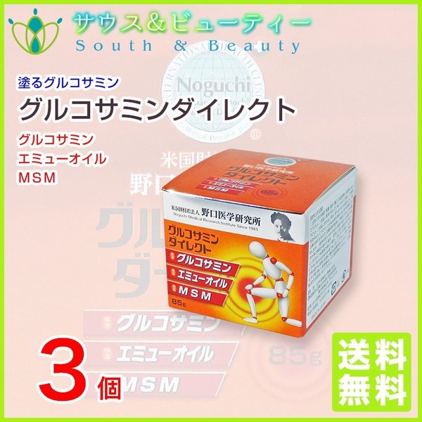 グルコサミンダイレクト 85g 3個 野口医学研究所 エミューオイル＆MSM配合クリーム