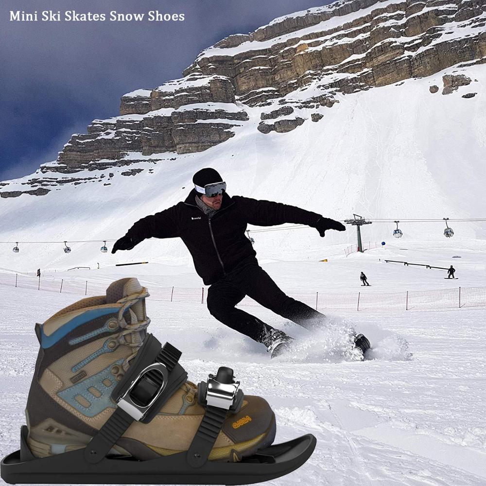 1ペアミニスキースケート雪の靴ミニスキースケート雪の屋外調節可能なバインディングショートskiboard snowblades