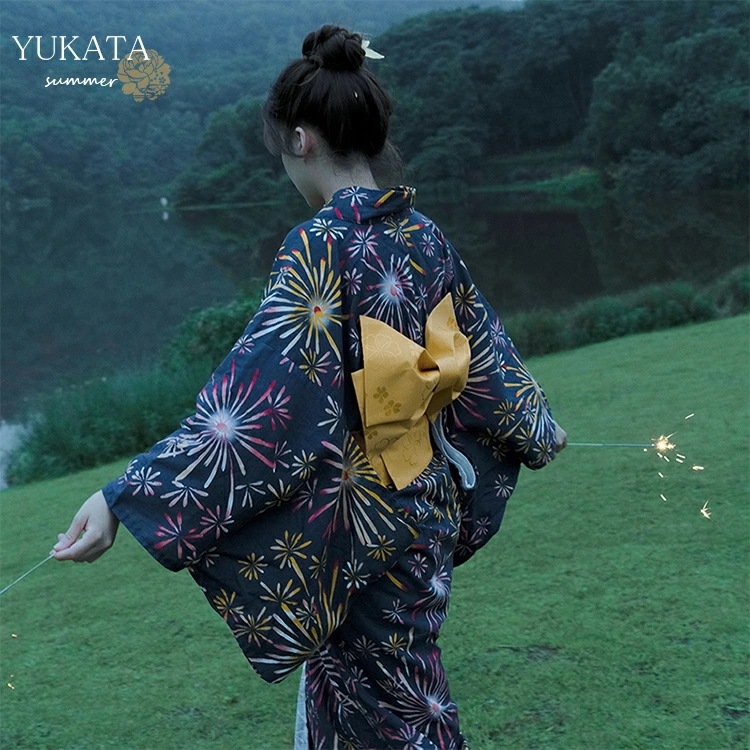 新入荷！浴衣 ゆかた レディース 女性 巾着袋 足袋 街着 お出かけ お稽古 ショッピング 文化祭 夏 花火 花柄 上品 可愛い 花見 花 婦人 ブラック 黒 柔らかい 150cm 160cm Fサイ