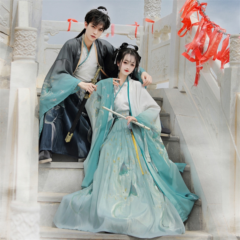 魏晋制カップル漢服男女2024新型夏斉腰交領時代劇