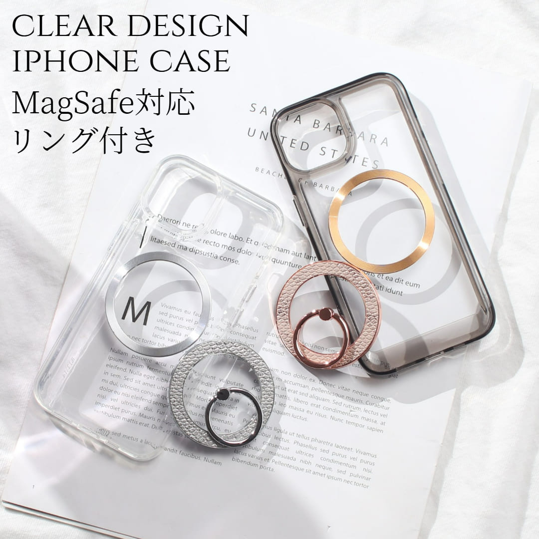 iphone16 ケース リング付き クリア iphone16Pro iphone16Plus iphone16ProMAX MagSafe マグセーフ対応 アニマル柄 スマホリング 16 大人可愛い