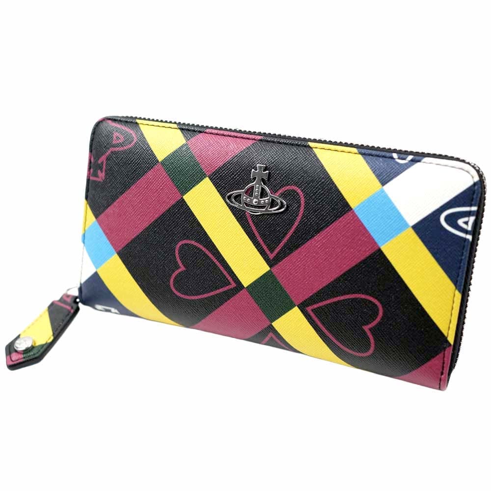 ヴィヴィアンウエストウッド 長財布 ラウンドファスナー レディース オーブ ハート チェック Vivienne Westwood ORB AND HEART CHECK 51050023-S000C