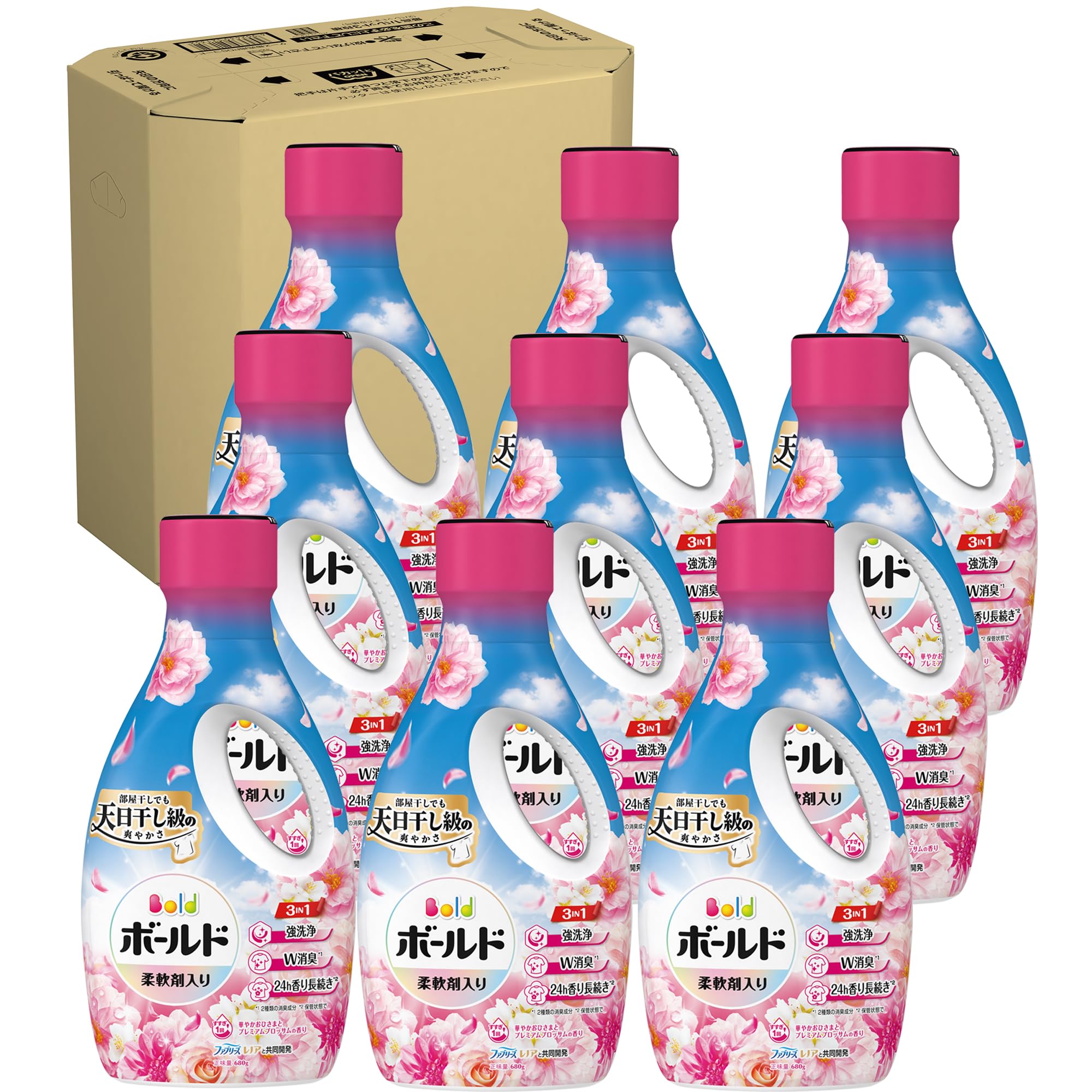 Bold ボールド 柔軟剤入り 洗濯洗剤 液体 華やかおひさまとプレミアムブロッサムの香り 本体 680g×9本