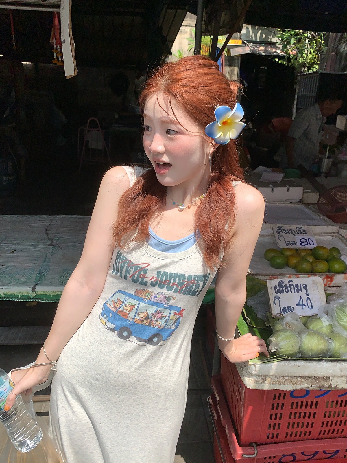 韓国版 カジュアル プリント模様の服着 チョッキ着 つり革 ワンピース 女 やせて見える ミディアム スカート枚