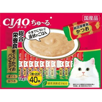 【4個セット】いなば CIAOちゅ～る総合栄養食まぐろ・かつおバラエティ14g×40本