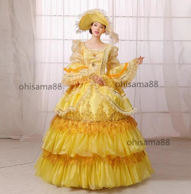 貴族ドレス 高級感 ヨーロッパ風 宮廷ドレス ロングドレス 可愛い フレア袖 プリンセスドレス パーティードレス ステージ衣装 貴婦人ドレス お嬢様 ワンピース 中世貴族風 ハロウィン クリスマス 撮