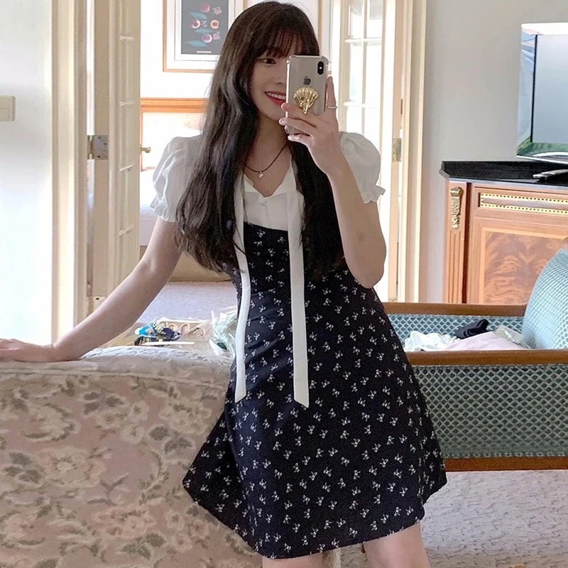 セットアップ　可愛いガーリース　ブラウス+キャミワンピ　ス