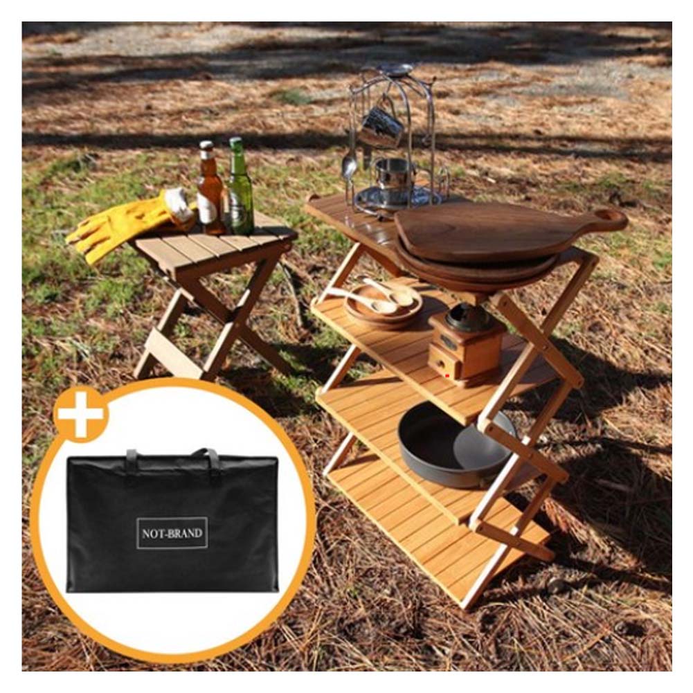 4-Shelf Folding Camping Shelf wood 19.7 x 9.8 x 27