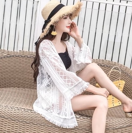 トップス モテアイテム シースルー カーディガン レース 刺繍 シフォン 透け感 シースルー 通気性 薄手 かわいい 可愛い きれいめ シンプル 上品 おしゃれ お洒落 レトロ アジアン