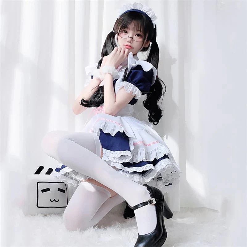 絶対可愛い リボン コスプレ メイド服 ボウタイ ワンピース